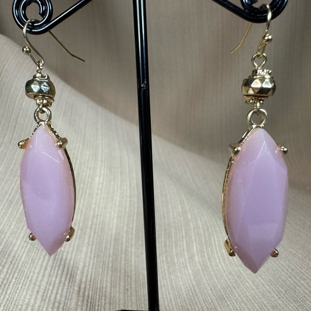 Elegant Gold and Pink Dangle Earrings